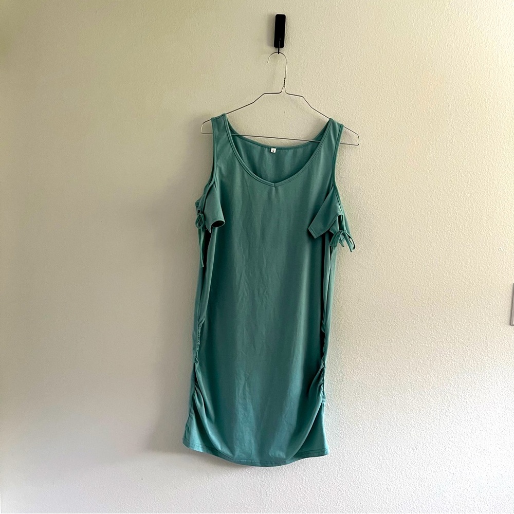 Light‎ Teal Color Shoulder Dress